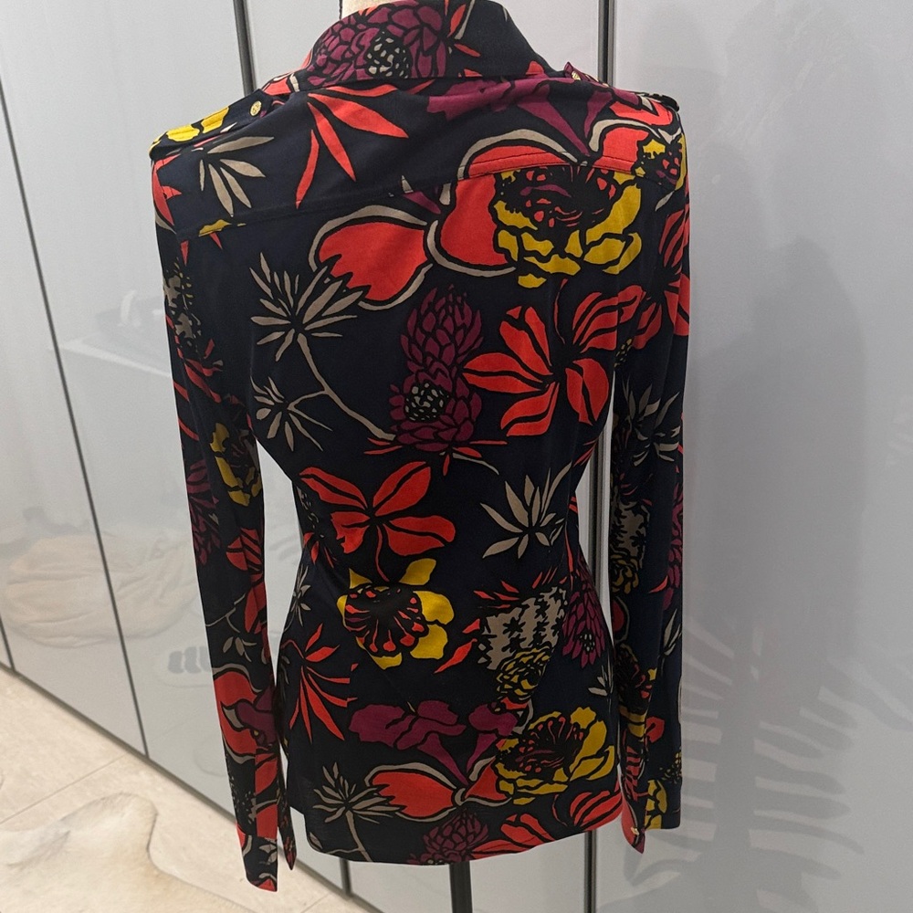 Tory Burch SILK SHIRT Floral Long Sleeve - Picture 5 of 6